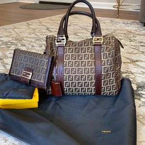 Fendi Small Duffle Top Handle Bag with wallet